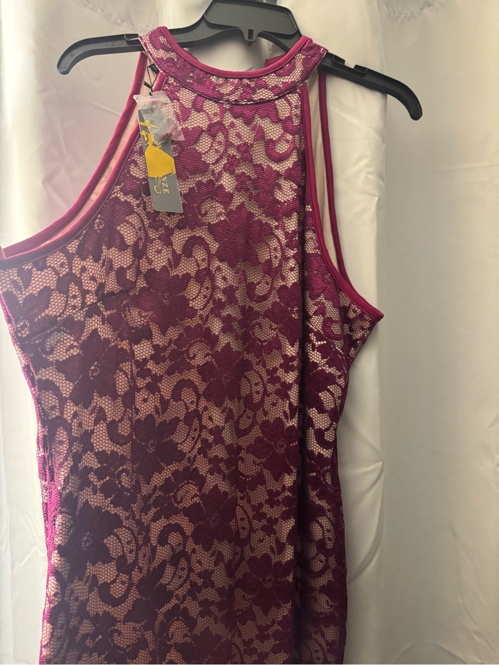 Sleeveless Lace Bodycon Dress in Burgundy - Picture 5 of 5